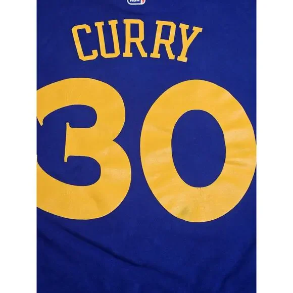 Stephen Curry Shirt Youth XL Blue Yellow Golden State Warriors Adidas NBA - Picture 7 of 7